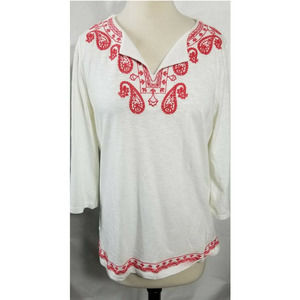 Talbots Petite Large Tunic Embroidered Bohemian